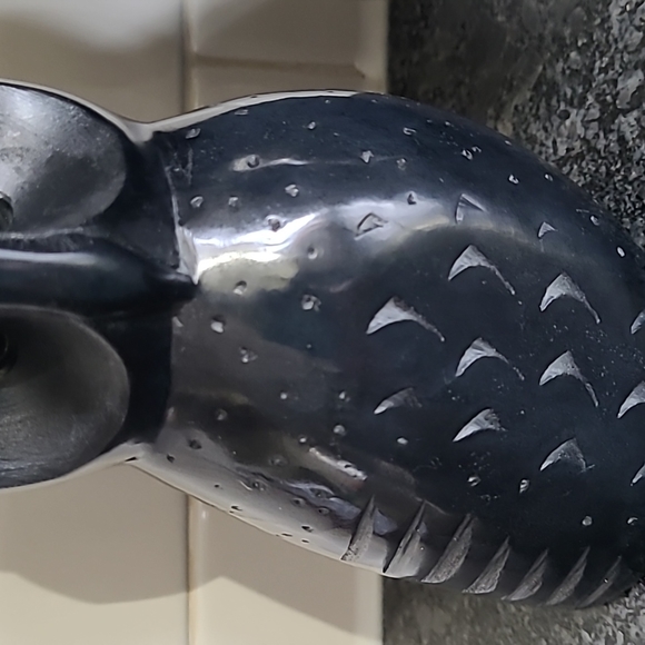 Vintage Hand Carved Black Stone Onyx Owl Shaped Office Library Bookends - Picture 5 of 12